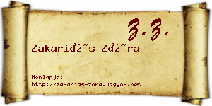 Zakariás Zóra névjegykártya